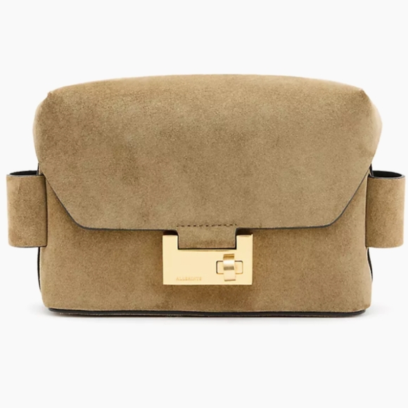 All Saints Suede Frankie Suger Hero Crossbody Bag + Dust Bag Nwt ❤️ - Picture 6 of 12
